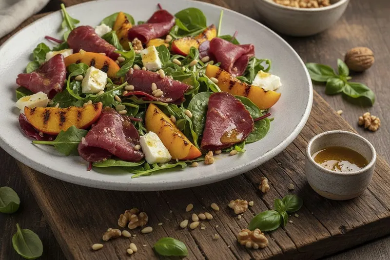 Bresaola-nektariinisalaatti