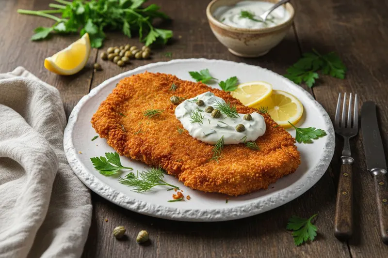 Kana-schnitzel jogurttikastikkeella