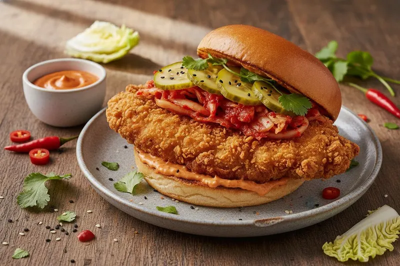 Korealainen kanaburger gochujang-majoneesilla