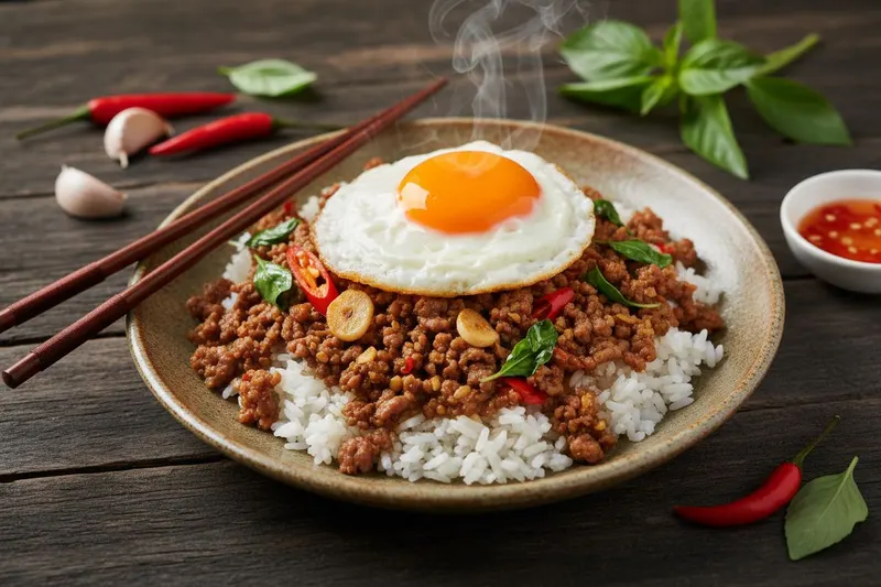 Pad Kra Pao – thaimaalainen jauhelihapannu basilikalla