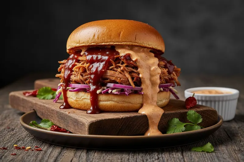 Pulled Pork -burger chipotlemajoneesilla