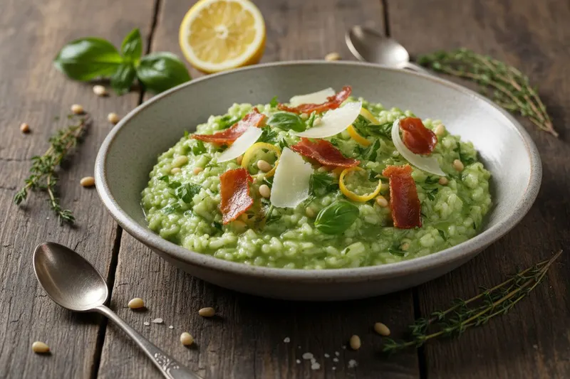 Pinaattirisotto ilmakuivatulla kinkulla